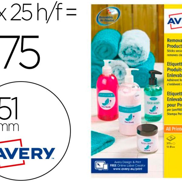 Etiqueta Adesiva Avery Branca Redonda Removivel Para Impressora Laser Injeção De Tinta E Fotocopiado