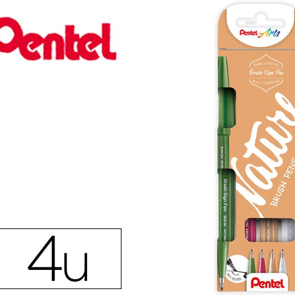 Caneta Pincel Pentel Touch Em Blister De 4 Cores - PENTEL