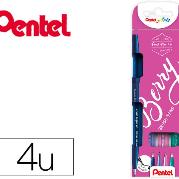 Caneta Pincel Touch Em Blister De 4 Cores - PENTEL