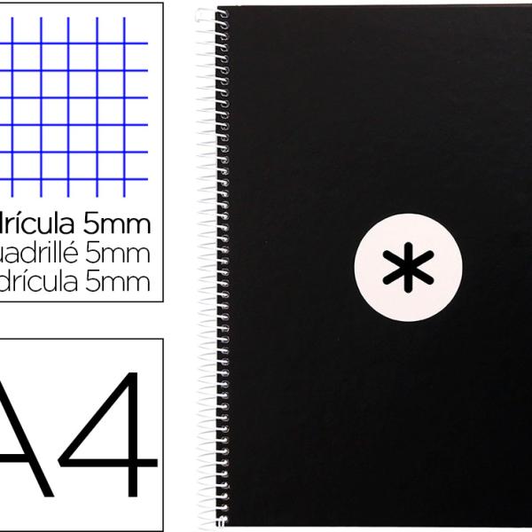 Caderno Espiral Din A4 Capa Forrada 80F 90 Gr Quadricula 5Mm 1 Banda 4 Furos Cor Preto - ANTARTIK