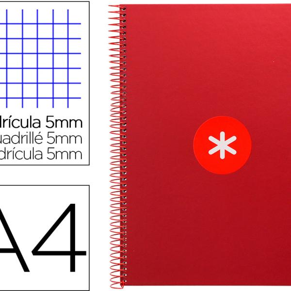 Caderno Espiral Din A4 Capa Forrada 80F 90Gr 1 Banda 4 Furos Cor Framboesa - ANTARTIK