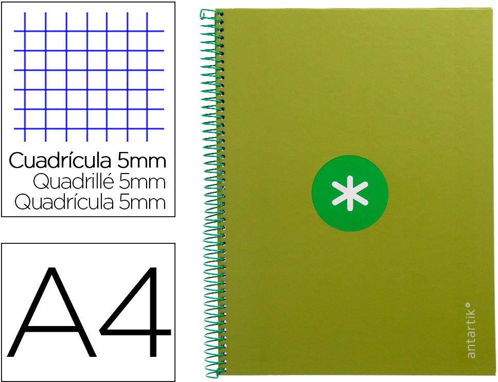 Caderno Espiral Din A4 Capa Forrada 80F 90 Gr Quadricula 5Mm 1 Banda 4 Furos Cor Verde - ANTARTIK