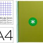 Caderno Espiral Din A4 Capa Forrada 80F 90 Gr Quadricula 5Mm 1 Banda 4 Furos Cor Verde - ANTARTIK
