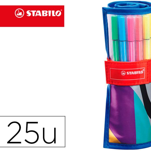 Marcador Ponta De Fibra Pen 68 Arty Estojo Rollerset De 25 Unidades Cores Sortidas - STABILO