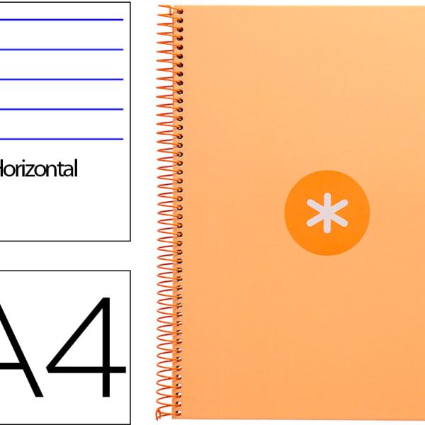 Caderno Espiral Din A4 Capa Forrada 80F 90 Gr Pautado 1 Banda 4 Furos Cor Amarelo Claro - ANTARTIK