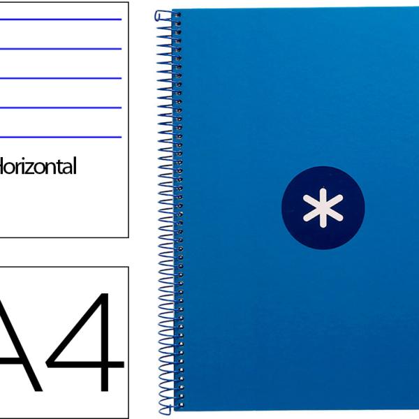 Caderno Espiral Din A4 Capa Forrada 80F 90 Gr Pautado 1 Banda 4 Furos Cor Azul Escuro - ANTARTIK