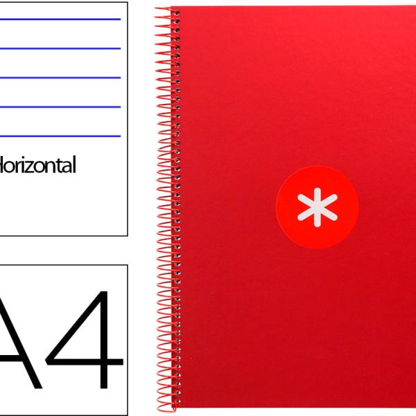 Caderno Espiral Din A4 Capa Forrada 80F 90 Gr Pautado 1 Banda 4 Furos Cor Framboesa - ANTARTIK