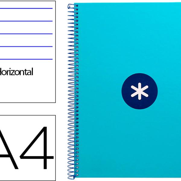 Caderno Espiral Din A4 Capa Forrada 80F 90 Gr Pautado 1 Banda 4 Furos Cor Turquesa - ANTARTIK