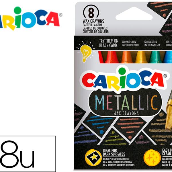 Lapis De Cera Carioca Metallic Triangular Caixa De 8 Cores Sortidas - CARIOCA