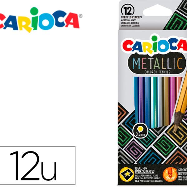Lapis De Cor Carioca Metallic Hexagonal Mina 3,3 Mm Caixa De 12 Cores Sortidas - CARIOCA