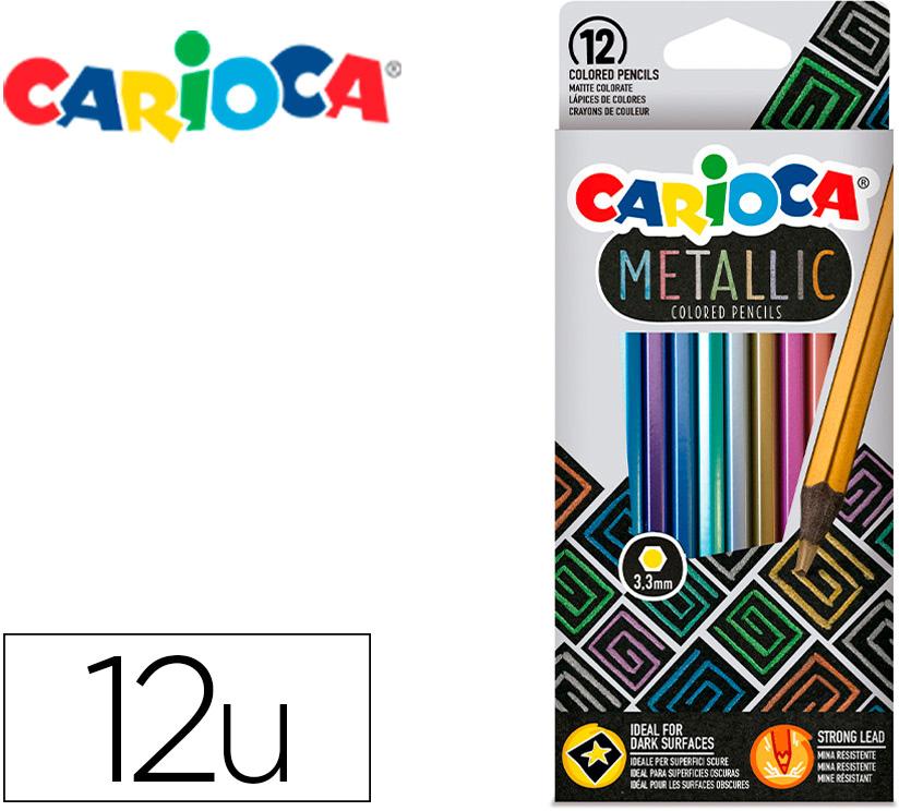 Lapis De Cor Carioca Metallic Hexagonal Mina 3,3 Mm Caixa De 12 Cores Sortidas - CARIOCA