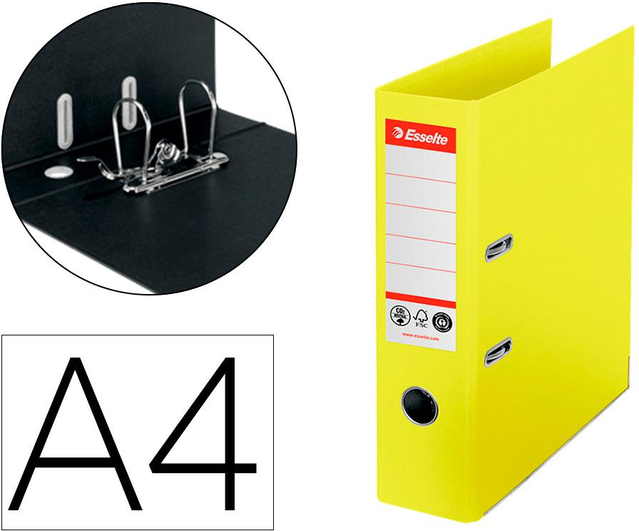 Pasta De Arquivo De Alavanca N1 Din A4 Cartao Forrado Lombada 75Mm Amarelo Vivo - ESSELTE