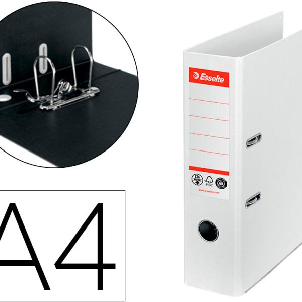 Pasta Arquivo de Alavanca Nº1 Co2 Neutral Din A4 Cartao Forrado Lombada 75 Mm Branco - ESSELTE