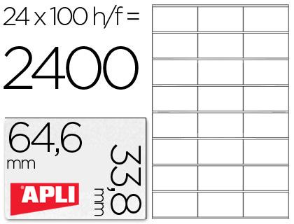 Etiquetas Adesivas Apli A4, Apli, 64,6 X 33,8 mm