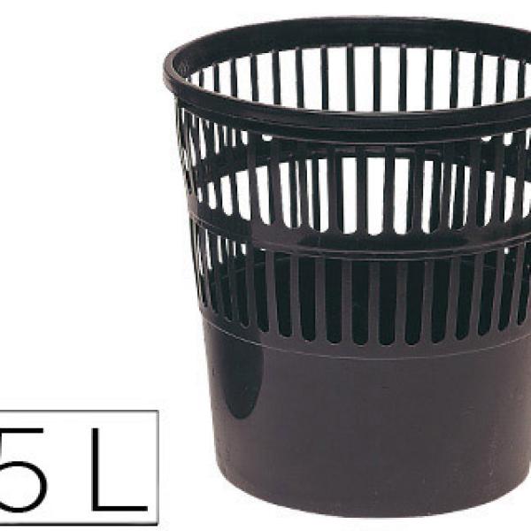 Cesto de Papeis Plastico Preto Capacidade p/ 15 Litros 275x275 mm