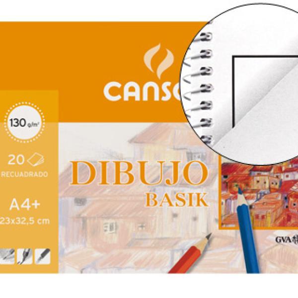 Bloco Desenho Canson Basik A4+ Espiral 20F Microperfurado c/ Esquadria