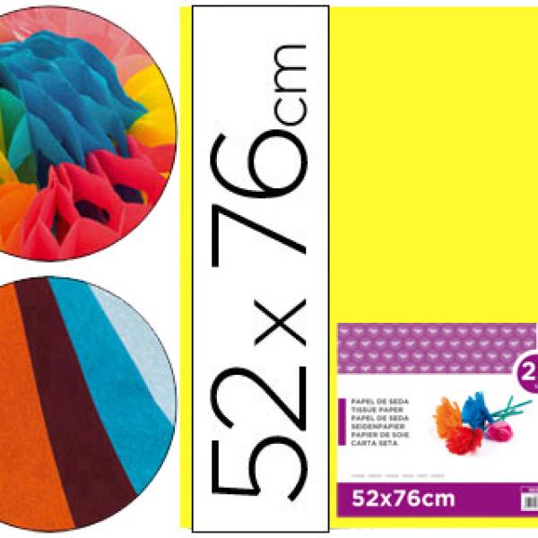 Papel Seda 52 X 76 cm 18 Gr Amarelo (25 Folhas)
