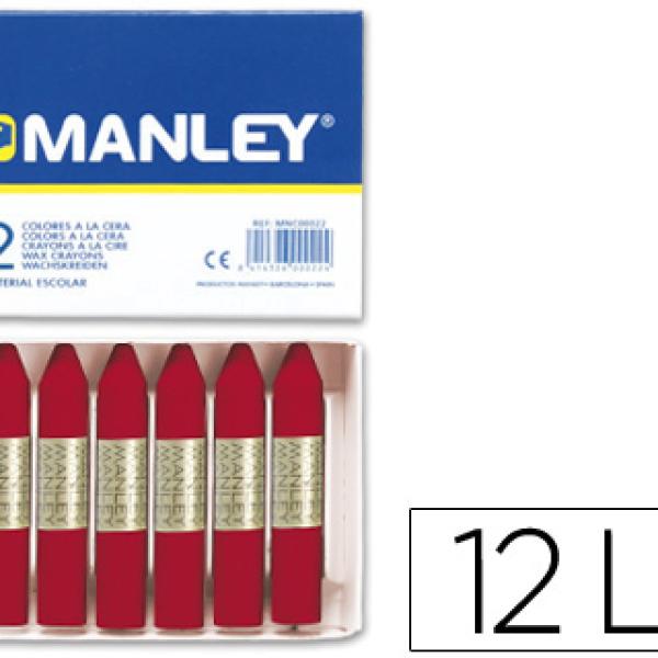 Lapis De Cera Manley Unicolor Carmim Permanente Caixa De 12 N.10
