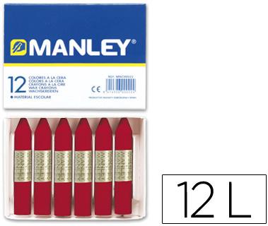 Lapis De Cera Manley Unicolor Carmim Permanente Caixa De 12 N.10