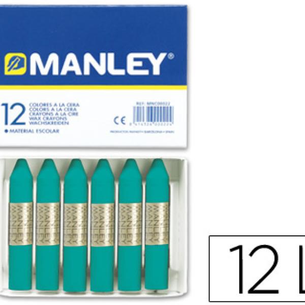 Lápis de Cera Manley Unicolor Verde Azulado N.23 Caixa de 12 Unidades