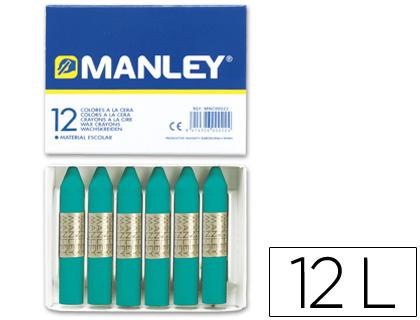 Lápis de Cera Manley Unicolor Verde Azulado N.23 Caixa de 12 Unidades