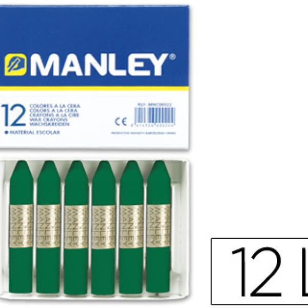 Lápis de Cera Manley 12 Unidades Verde - Esmeralda