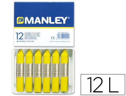 Lápis de Cera Manley 12 Unidades Amarelo Limao