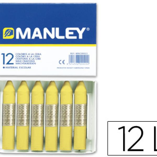 Lápis de Cera Manley 12 Unidades Amarelo Claro