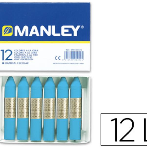 Lápis de Cera Manley 12 Unidades Azul Celeste