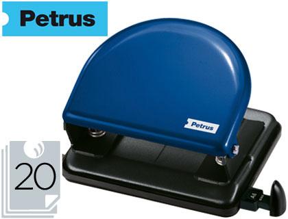 Furador Metalico Petrus 52, Capacidadee 20 Folhas Azul