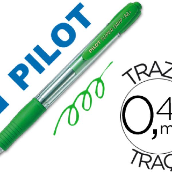 Caneta Pilot Super Grip Verde - Retratil - Com Grip - Tinta Base de Oleo