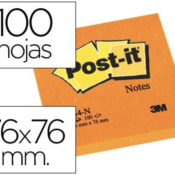 Bloco Notas Adesivas Post - It Laranja 76 X 76 mm
