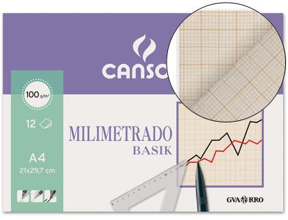 Papel Milimetrico Guarro 210X297 Miniembalagems de 12 Folhas