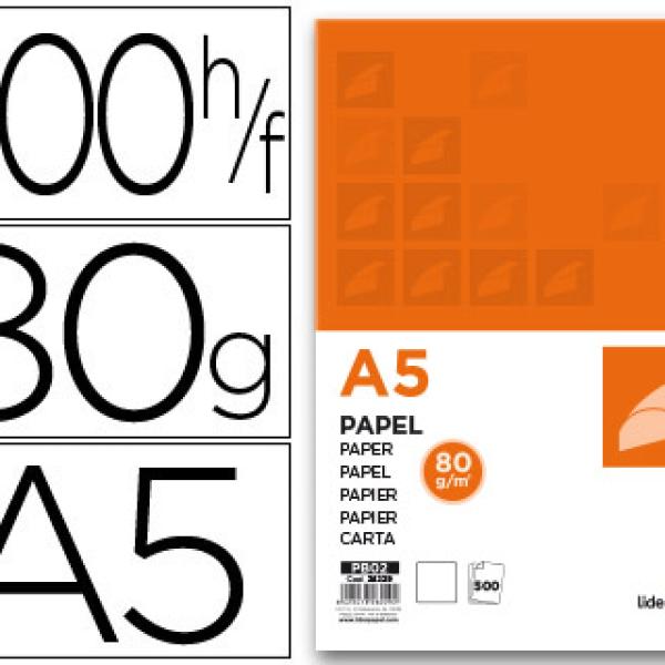 Resma 500x Folhas Papel de Escrita 80 Gr. Liso A5