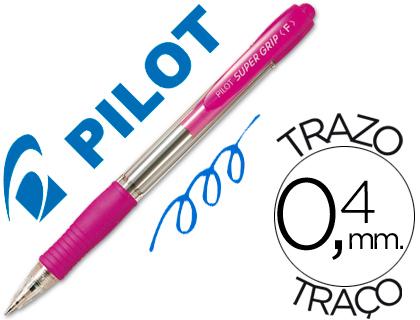 Caneta Pilot Super Grip Rosa - Retratil - Com Grip - Tinta Base de Oleo