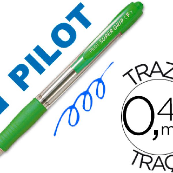 Caneta Pilot Super Grip Verde Claro - Retratil - Com Grip - Tinta Base de Oleo