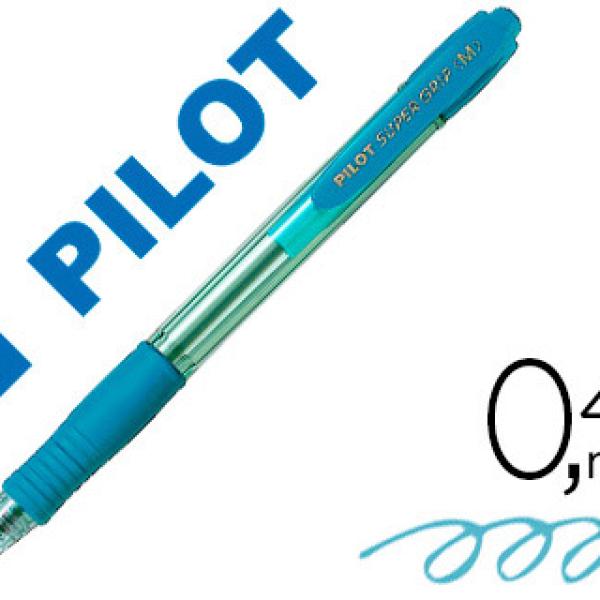 Caneta Pilot Super Grip Celeste - Retratil - Com Grip - Tinta Base de Oleo