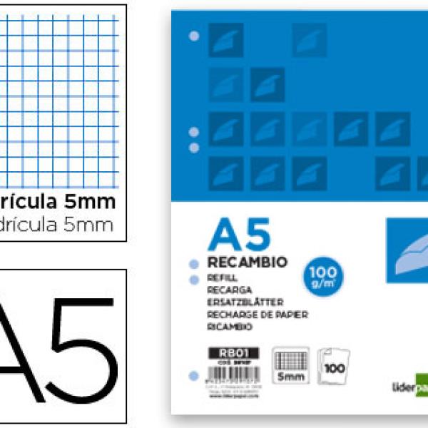 Recarga Din A5 100 Folhas 100 Gr Quadriculado