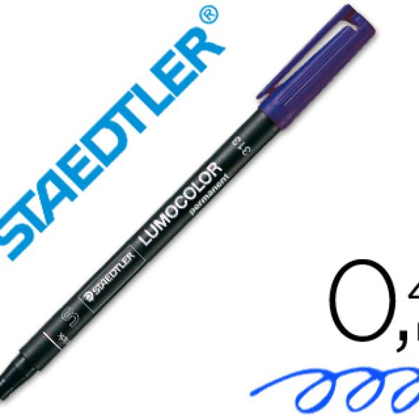 Marcador Staedtler Lumocolor Retroprojecao Permanente 313 - 3 Ponta 0,4mm Azul