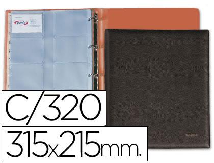 Capa Porta - Cartoes Pardo de Visita, 4 Aneis c/ 20 Bolsas