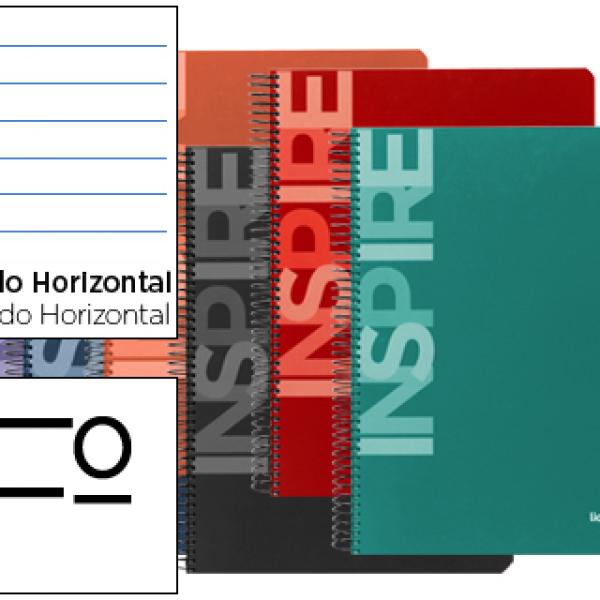 Caderno Espiral Inspire Capa Extradura Folio 80F Horizontal 60g c/ Margem Cores Sortidas