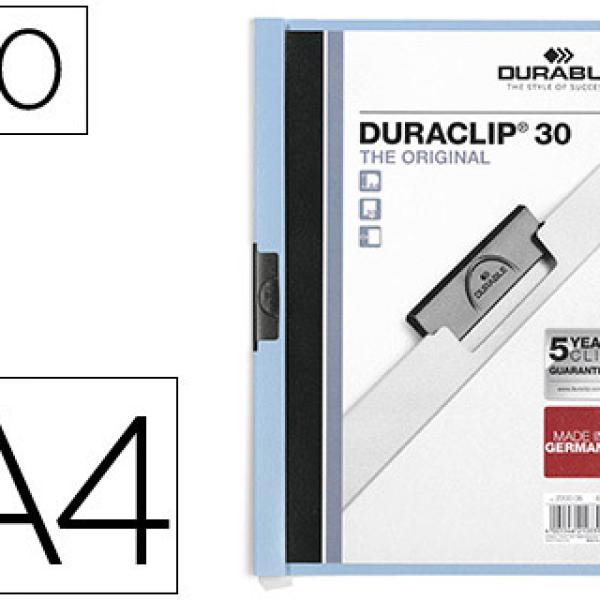 Pasta Dossier Durable, C/Clip Lateral, A4, 30 Folhas Azul