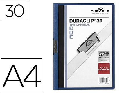 Pasta Dossier Durable, C/Clip Lateral, A4, 30 Folhas Azul Escuro
