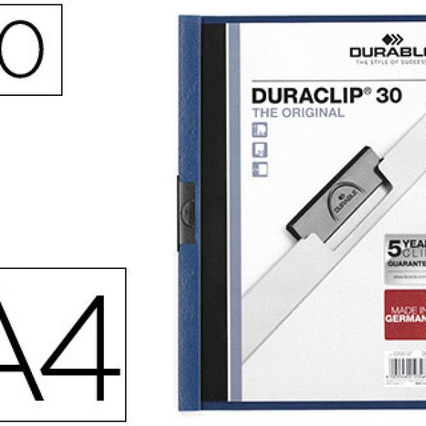 Pasta Dossier Durable, C/Clip Lateral, A4, 30 Folhas Azul Escuro
