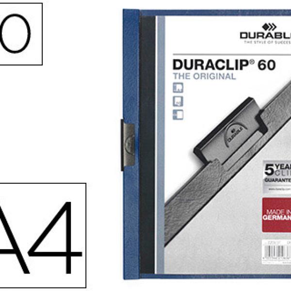 Pasta Dossier Durable, C/Clip Lateral, A4, 60 Folhas Azul Escuro