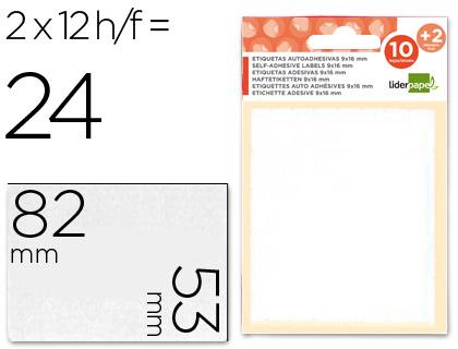 Etiquetas Adesivas 10 + 2 Folhas, 53X82 mm, 24 Etiquetas