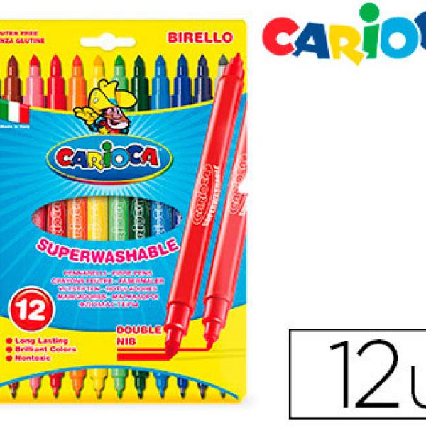 Marcador Carioca Birello Dupla Ponta Caixa de 12 Cores