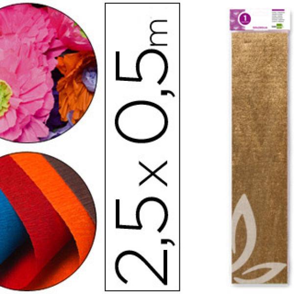 Papel Crepe em Celofane 50 cm X 2,5 M. Dourado Metalizado