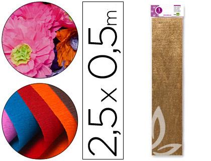 Papel Crepe em Celofane 50 cm X 2,5 M. Dourado Metalizado