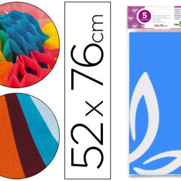 Papel Seda 52 X 76 cm. 18 Gr/M2. Celeste